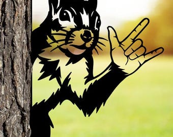 Spähendes Eichhörnchen Ich liebe dich ZeichenSvg Png Dxf, ASL Hand Geste, Laser Cut-Dateien für Plasmen, CNC, Glowforge, digitaler Download.