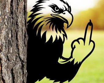 Spähender Adler Mittelfinger ZeichenSvg Png Dxf, ASL Hand Geste, Laser Cut-Dateien für Plasmen, CNC, Glowforge, digitaler Download.