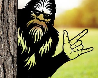 Peeking Bigfoot Ich liebe Dich HandzeichenSvg Png Dxf, ASL Hand Geste, Laser Cut-Dateien für Plasmen, CNC, Glowforge, digitaler Download.