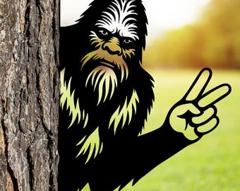 Peeking Bigüße Peace ZeichenSvg Png Dxf, Laser Cut-Dateien fürPlasma, CNC, Glowforge, digitaler Download.