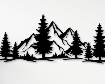 Mountains And Forest Svg Png Dxf, Nature Scene Metal Art, Woods Wall Art, Laser Cut Files For Plasma, CNC, Glowforge, Digital Download.