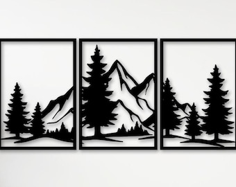 Mountains And Forest Svg Png Dxf, Nature Scene Metal Art, Laser Cut Files For Plasma, CNC, Glowforge, Digital Download.