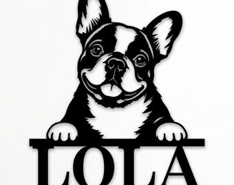 Benutzerdefinierte Französische Bulldogge Haustier Name ZeichenSvg Png Dxf, personalisierte Hundename, Laser Cut Dateien Plasmen, CNC, Glowforge, digitaler Download.