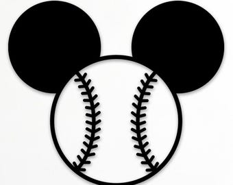 Baseball Ball With Mouse Ears Svg Png Dxf, Baseball Metal Art, Laser Cut Files For Plasma, CNC, Glowforge, Digital Download.