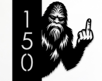 Benutzerdefinierte Peeking Big Foot Mittelfinger Hausnummer Zeichen SVG Png Dxf, Metall Haus Adresse Zeichen, Laser Cut Dateien für Plasma, digitaler Download.