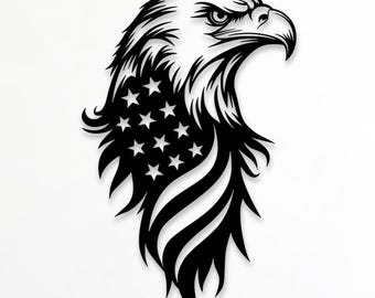 Adlerkopf-Svg Png Dxf, amerikanische Flagge Metallkunst, Laser-Schnitt-Dateien für Plasmen, CNC, Glowforge, digitaler Download.