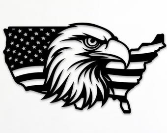 Adlerkopf Auf USA Karte geschnitten Datei