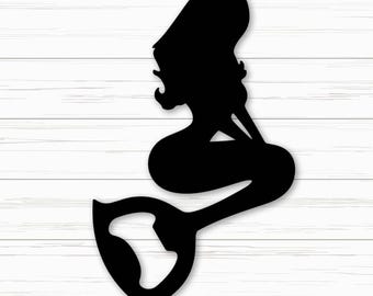 Meerjungfrau FlaschenöffnerSvg Png Dxf, Kappenöffner Laser Cut Dateien fürPlasma, CNC, Glowforge, digitaler Download.