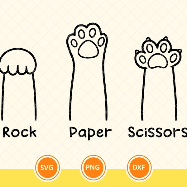 Cat Paw Svg, Rock Paper Scissors Svg, Pet Animal Paw Svg, Gift For Cat Lovers, Pet Animal Drawing. Cut File Vector Cricut, Png, Dxf.