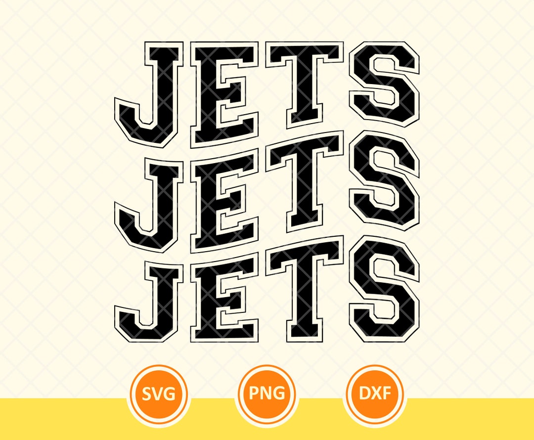 Jets Svg Go Jets Svg Wavy Jersey Name College Font Team Etsy