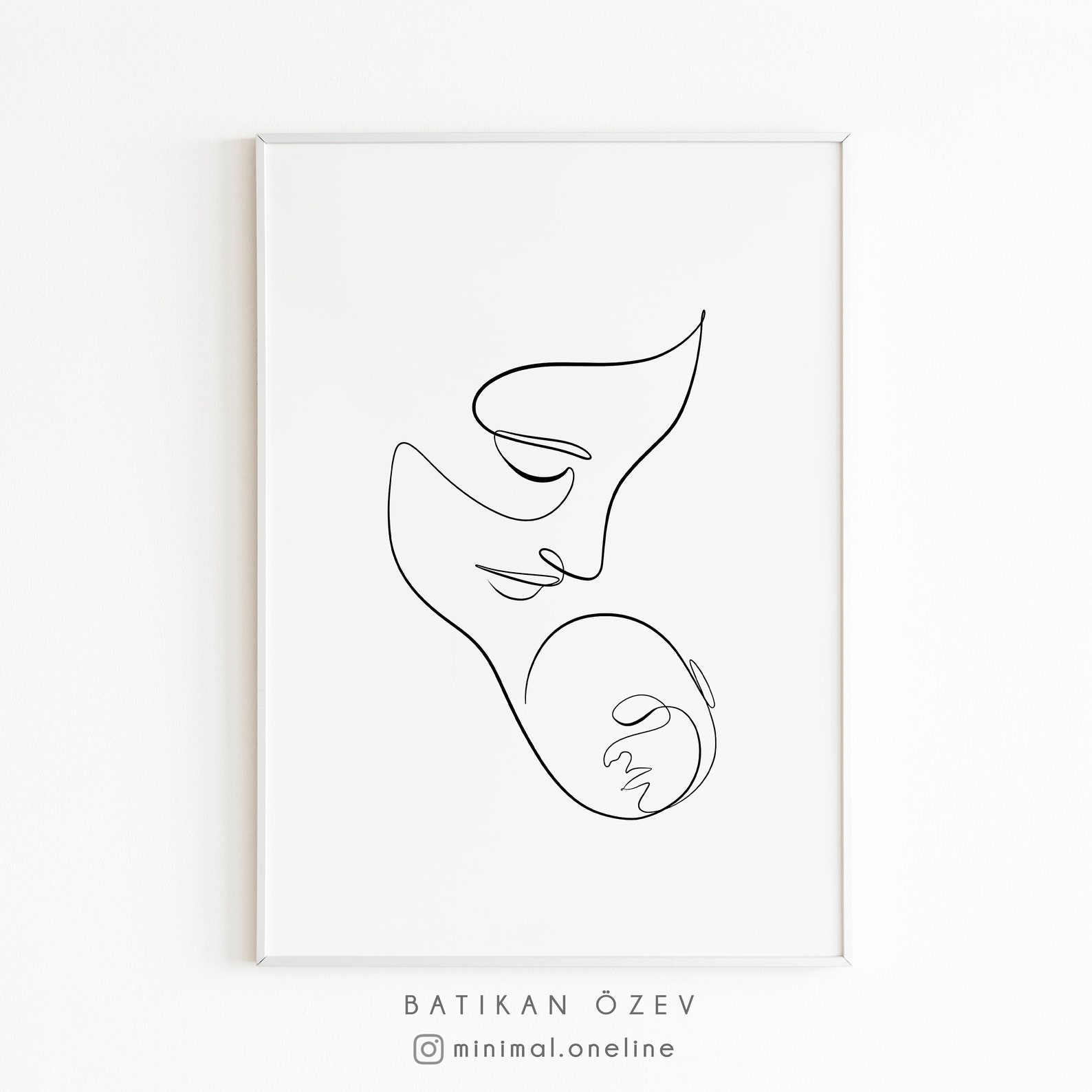 Mother And Baby Wall Art Print Newborn Baby Line Drawing Etsy