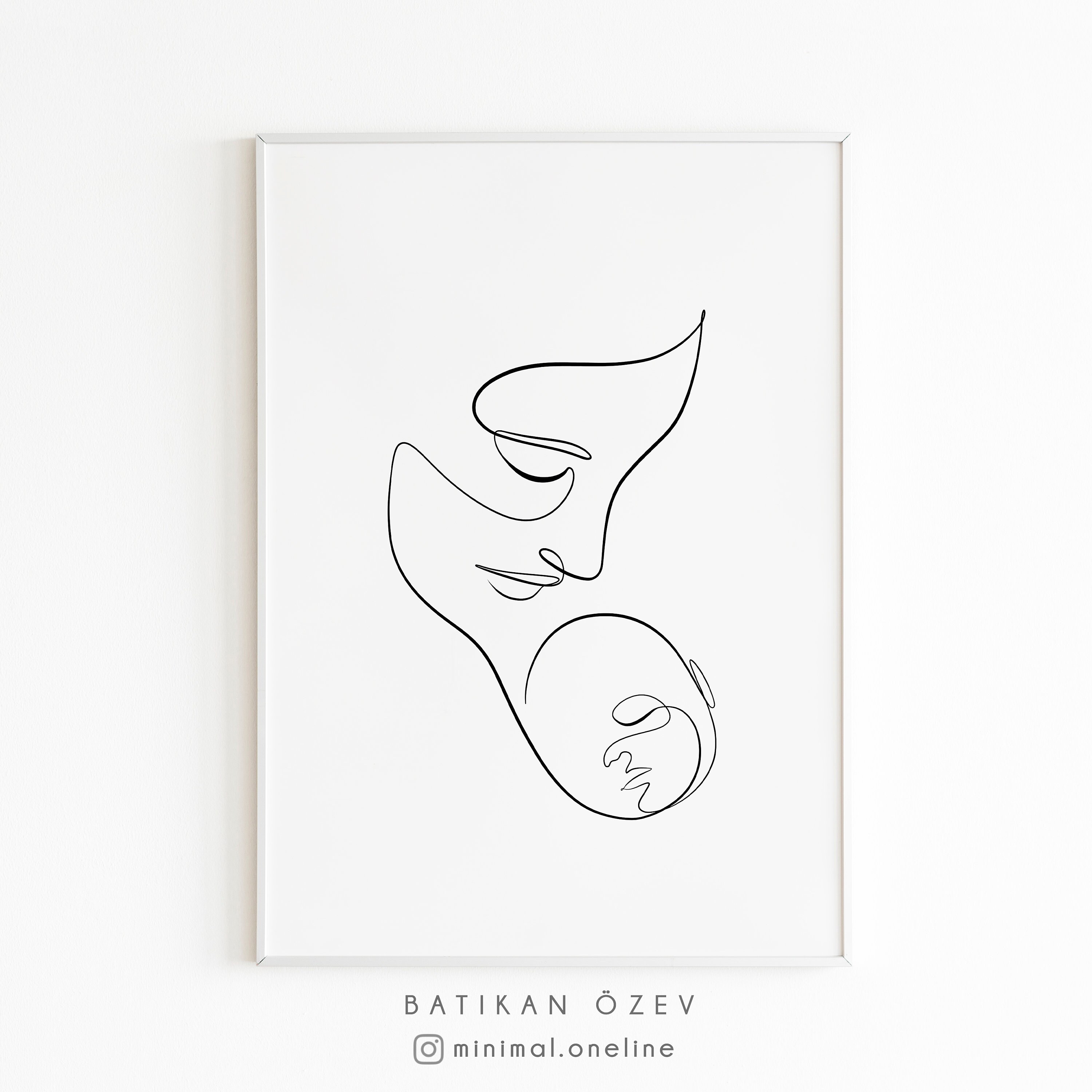 Mother and Baby Wall Art Print Newborn Baby Line Drawing Etsy