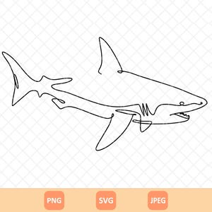 Shark Line Art Svg, Shark Png, Shark Vector Art, Animal Art Print, Shark Illustration, Printable Shark Art, Jpeg, Cricut, Cut File.