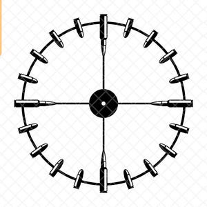 Bullets Wall Clock Face Svg Png Dxf, Armory Clock Base, Laser Cut Files ...