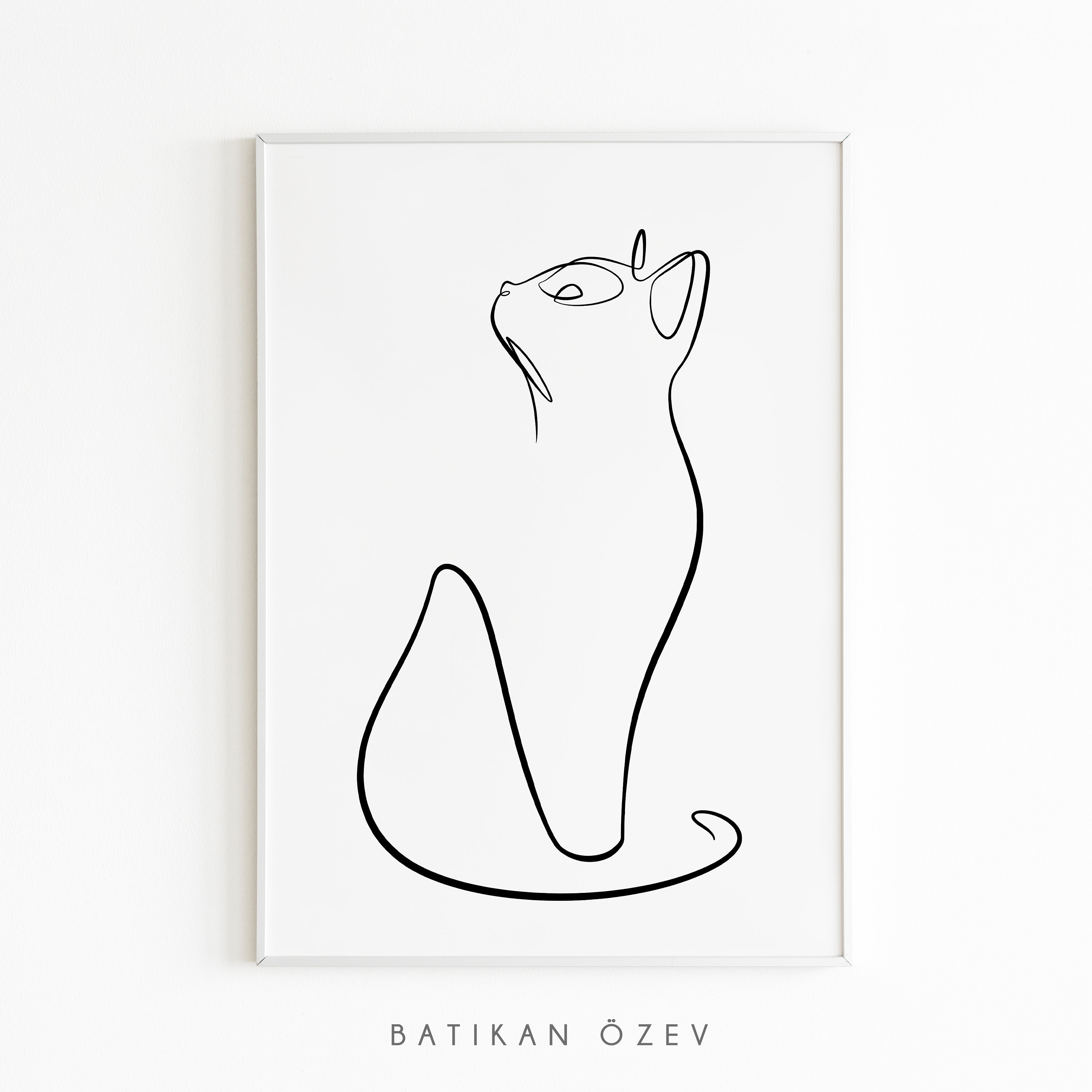 Continuous one line drawing of two cats in minimalism style. Cute