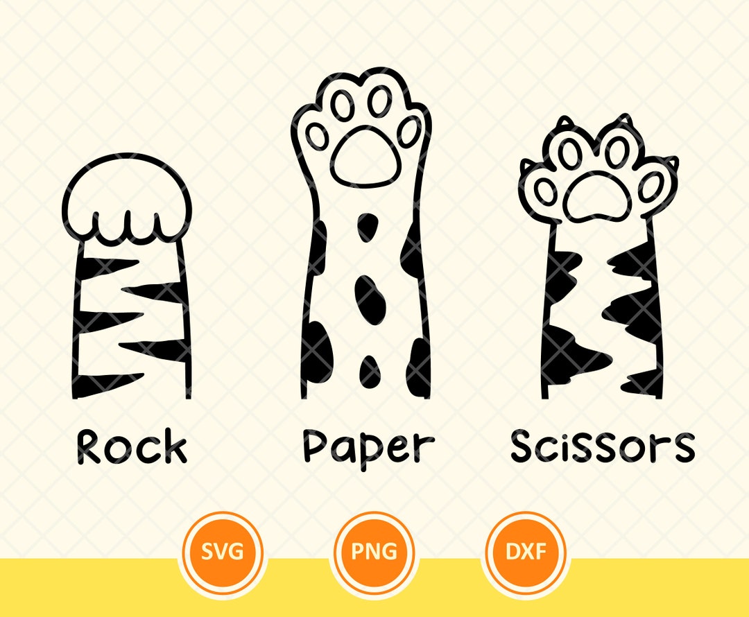 Cat Paw Svg, Rock Paper Scissors Svg, Cat Lover Svg, Kitten Svg, Gift for Cat Lovers, Cat Mom