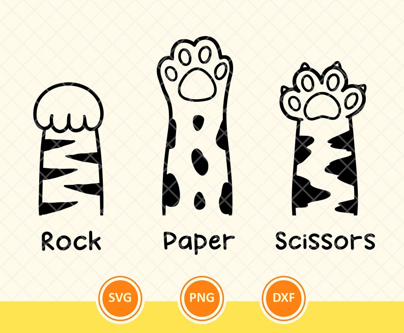 Cat Paw Svg Rock Paper Scissors Svg Cat Lover Svg Kitten Etsy