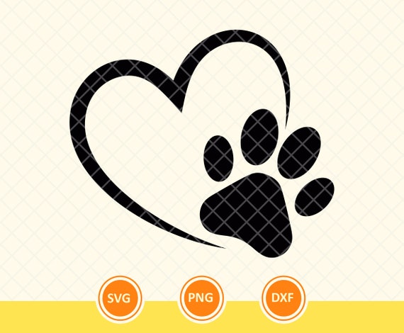 Paw Print With Heart Svg, Dog Paw Print Svg, Pet Paw Svg, Gift For Dog Mom,  Pet Lost Gift, Gift For Pet Lovers. Cricut Cut File, Png, Dxf.