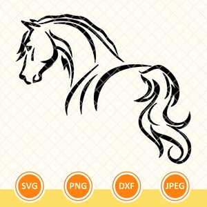 Cheval Svg, Svg Silhouette cheval, dessin au trait cheval, cheval Tshirt Svg, Svg animaux de ferme, vie à la ferme, ferme. Couper le fichier vecteur Cricut, Png, Dxf.