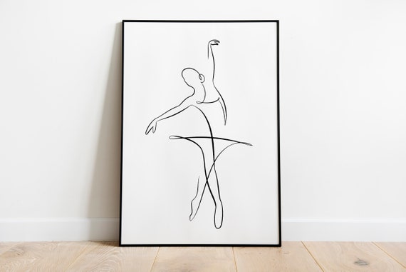 Ballerina Drawing Minimalist Line Art Printable | Etsy