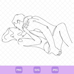 Romantic Couple Print, One Line Illustration, Sensual Art, Body Figure Drawing, Minimalist Wall Art, Modern Room Decor, Digital Download.