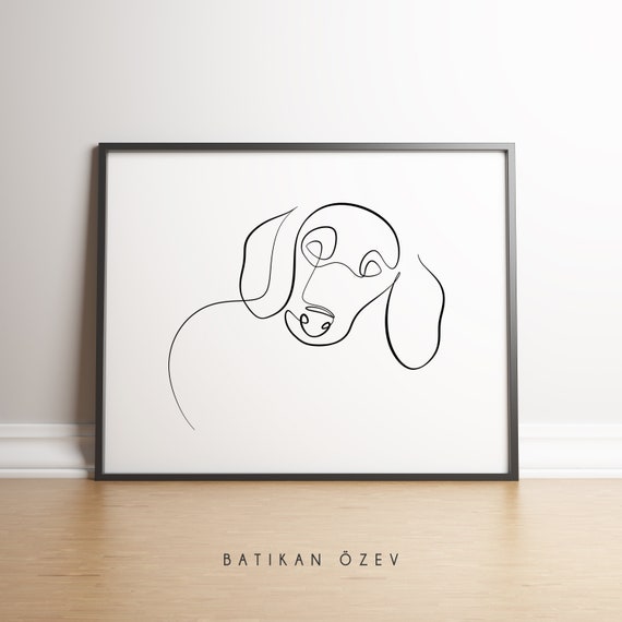 Dachshund Dog Head Line Art Portrait, Pet Portrait Gift Ideas, Sausage Dog  Drawing, Printable Digital Wall Art, Minimal One Line Drawing. - Etsy Norway