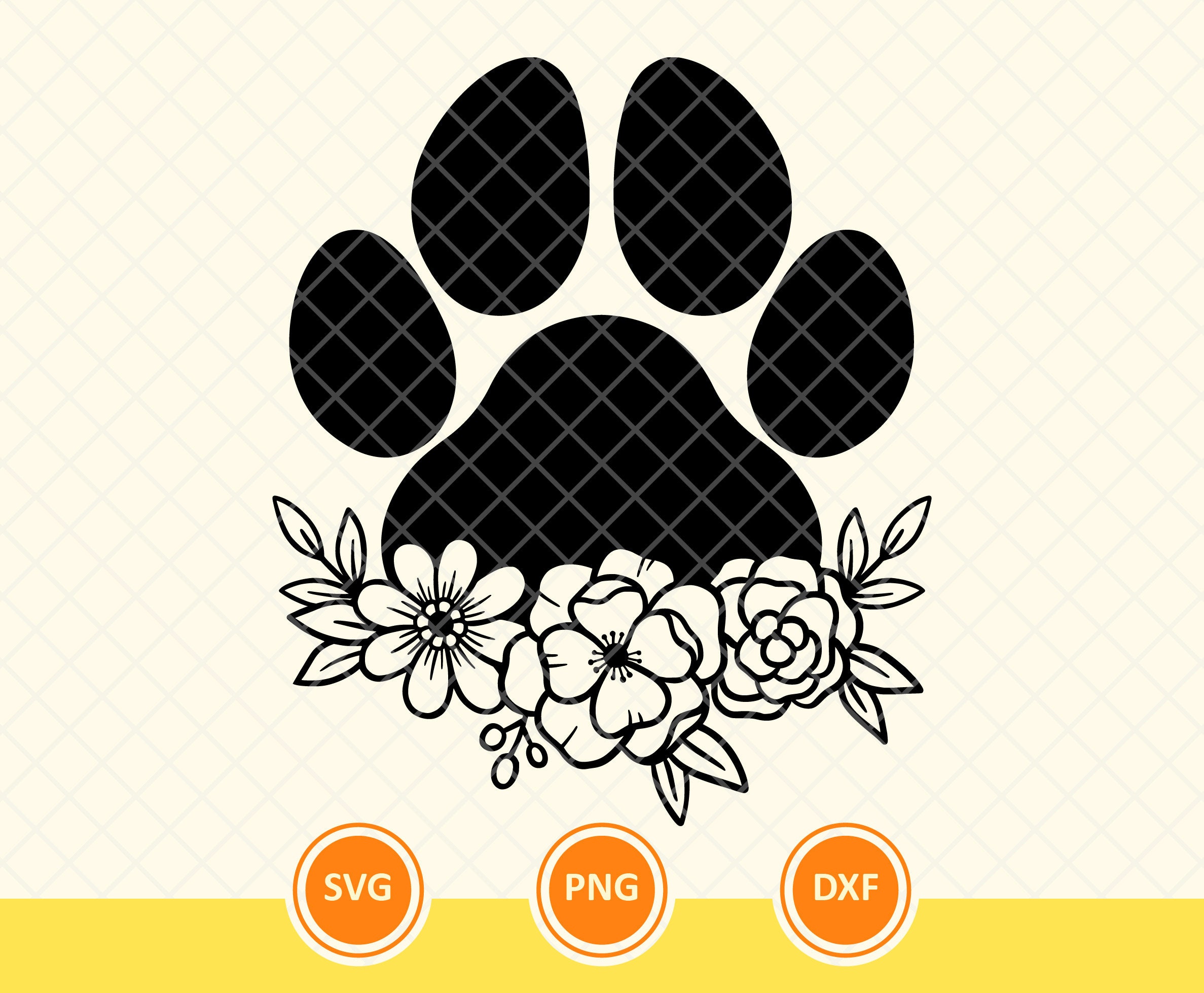 Floral Paw Print Svg Flower Paw Print Svg Dog Mom Dog Mama Etsy