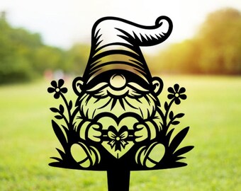 Weihnachtszwerg-Gartenstecker-Svg Png Dxf, Weihnachtszwerg-Metallkunst, Laser-Schnitt-Dateien für Plasmen, CNC, Glowforge, digitaler Download.