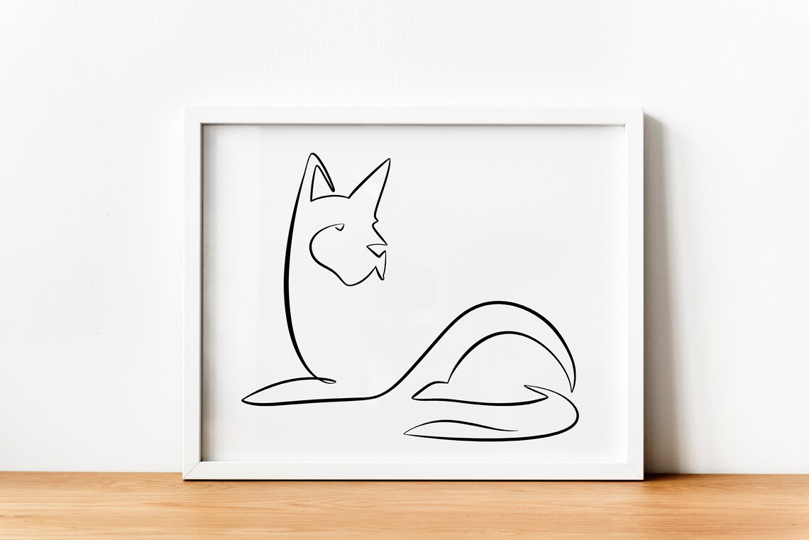 Abstract Dog Art One Line Drawing Dog Figure Abstract Wall Etsy