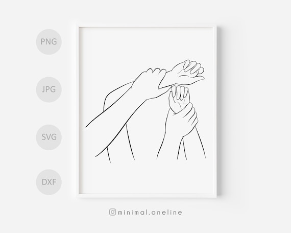 Romantic Couple Holding Hands During Sex, Intimacy Sex Line Art Minimalism  Framed Mini Art Print by Creative Modern Art