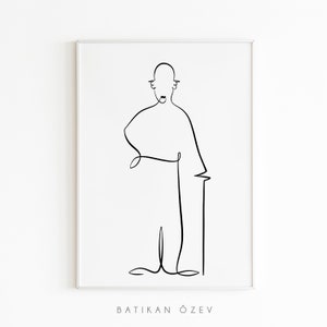 Charlie Chaplin Line Art, Charlie Chaplin Dibujo, Charlie Chaplin Figura Arte, Cartel Imprimible, Decoración Mínima, Personaje de Cine, Arte de pared.