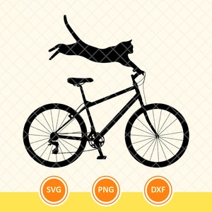 Chat sur vélo Svg, chat Silhouette Svg, vélo Svg, chat maman, chat maman, chat sticker, animal de compagnie dessin. Couper le fichier vecteur Cricut, Png, Dxf.