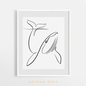 Whale Line Art, Whale Print, Abstract Ocean Art, Minimalist Wall Art, Digital, Printable Whale Art, Minimal Decor, Art, Wall Decor, Whale.