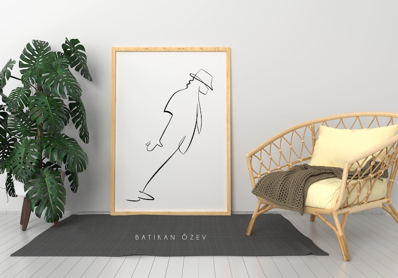 Michael Jackson Line Art, Michael Jackson Printable Art, Abstract Michael Jackson Poster, Jackson Drawing, Minimalist Art, Modern decor. image 5