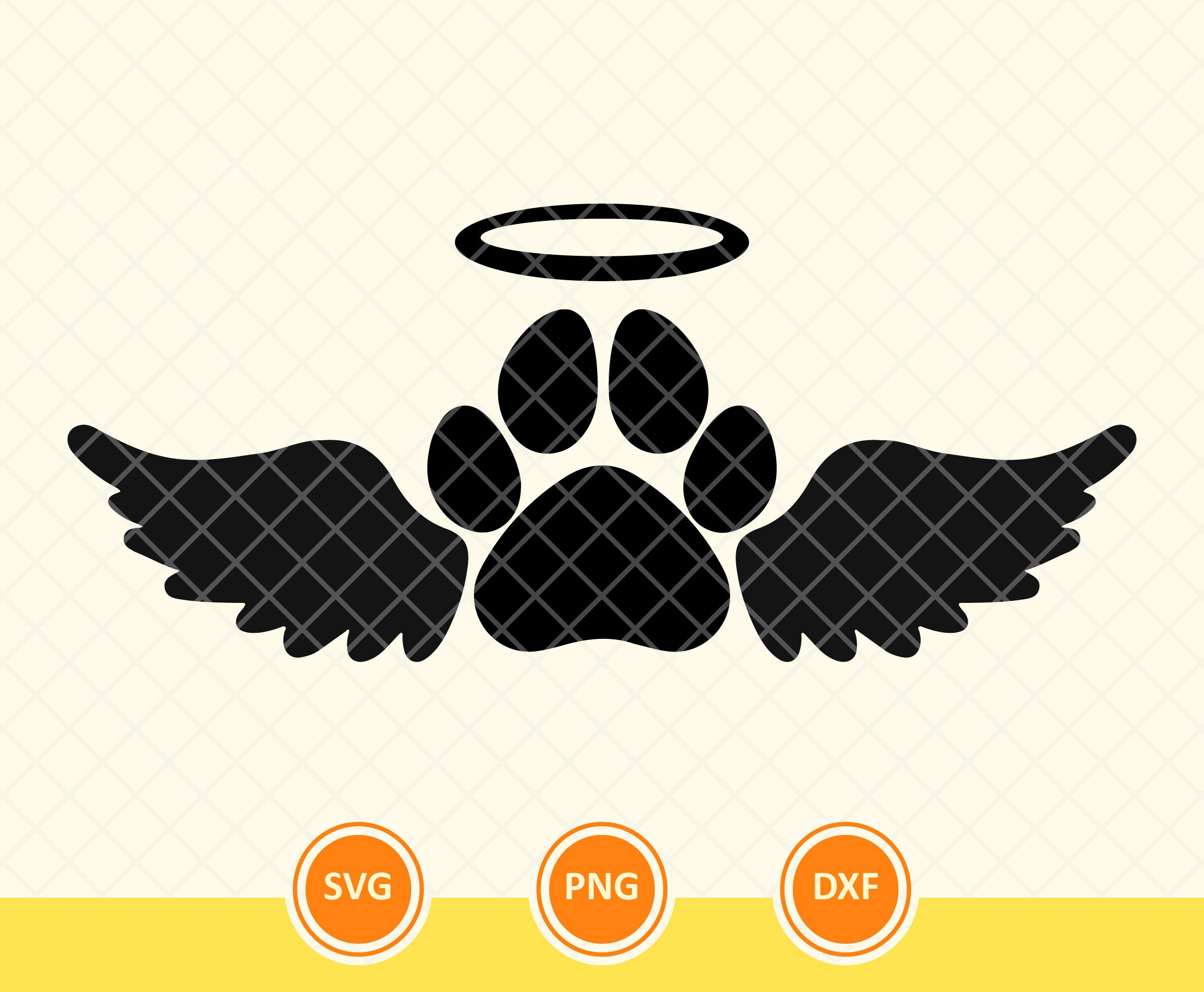 Paw Print Angel Svg Angel Wings Svg Angel Halo Svg Pet - Etsy
