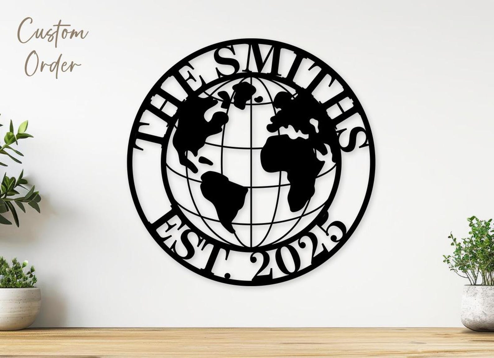 In A World Sign Custom World Map Family Sign Svg Png Dxf, Personalized Last Name Sign ...
