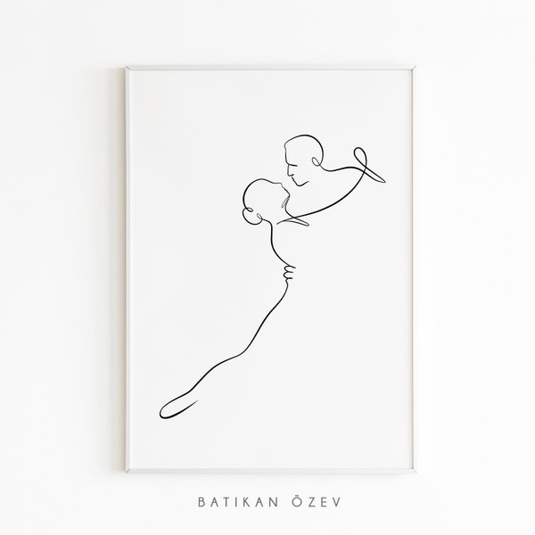 Tango Dancers Line Art Impression numérique, Couple Body Figures Imprimable Wall Art, Latin Dancers Modern Home Decor, Minimal One Line Wall Poster.