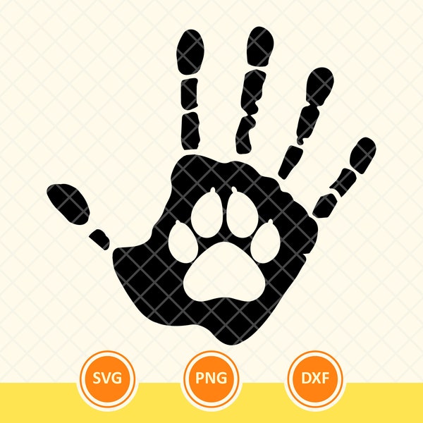 Paw Print Svg, Hand Print Svg, Dog Rescue Mom, Dog Rescue Dad, Adopt, Dog Lover, Dog Mama. Cut File Vector Cricut, Png, Dxf.