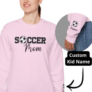 Personalize Soccer Mom Sweatshirt, Mama Sweatshirt with kid Name, Soccer Mom Shirt, Gift For Mom, Soccer Mama Hoodie, Gift For Her