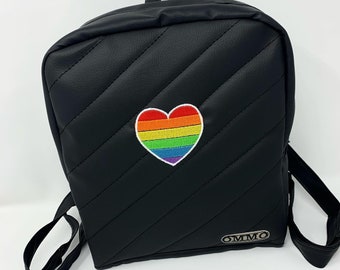 Personalized Pride LGBT backpack, Pride month, Faux leather backpack, Lesbian girlfriend gift, Gift for LGBT, couple Bag with LGBT flag