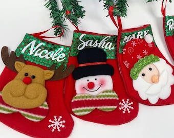 Personalized Christmas Stocking Ornament, Stocking Ornament Gift Holder, Gift Card Holder Ornament, Custom Ornament, Mini Stockings