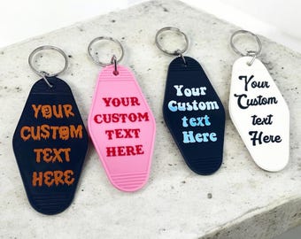 Motel keychain, Hotel keychain, Personalized keychain for women, Custom text keychain, Vintage keychains, custom gifts