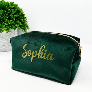 Custom Makeup Bag, Velvet Makeup Bag, Christmas Gift, Wedding Gift, Personalized Bridesmaid Gifts, Travel Toiletry Bag, Mother&#39;s Day Gift