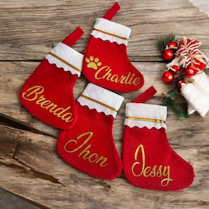 Personalized Christmas Stocking Ornament, Stocking Ornament Gift Holder, Gift Card Holder Ornament, Custom Ornament, Mini Stockings