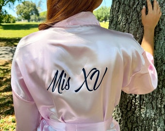 Robes en satin Mis Quince Años, robes personnalisées, cadeau Quinceañera, cadeau d'anniversaire, nom personnalisé