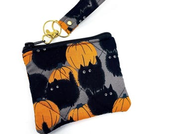 Gruseliger Halloween Portemonnaie Schlüsselanhänger, Schwarze Katze Geldbörse, Gothic Portemonnaie, Halloween Geschenk