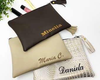 Bolsa de maquillaje bordada personalizada, Bolsa de maquillaje personalizada, Regalos de bolsa de dama de honor, Regalos de fiesta nupcial