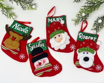 Personalized Christmas Stocking Ornament, Stocking Ornament Gift Holder, Gift Card Holder Ornament, Custom Ornament, Mini Stockings