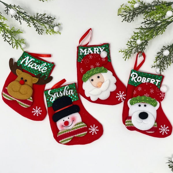 Personalized Christmas Stocking Ornament, Stocking Ornament Gift Holder, Gift Card Holder Ornament, Custom Ornament, Mini Stockings