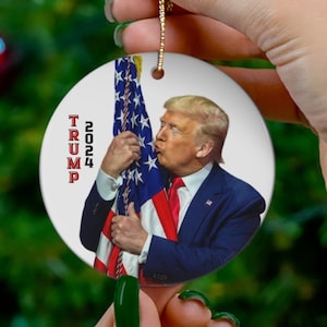 Donald Trump Christmas Ornament, Trump 2024 Ornament, MAGA Ornament,  USA flag and Trump, Patriotic Gifts, Republican Gifts